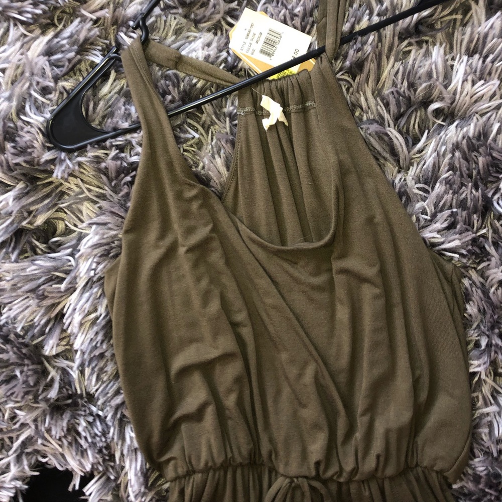 navy green romper